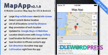 MapApp v2.1.0 - iOS and Android Mobile Location Map App Template