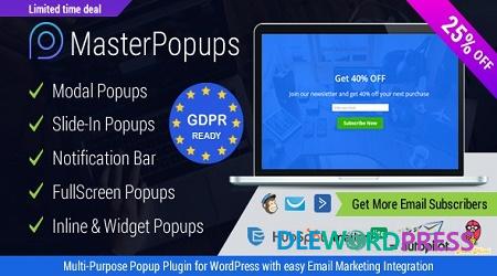 Master Popups V3.8.7 – WordPress Popup Plugin For Email Subscription
