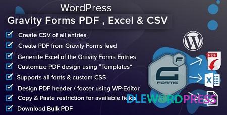 Gravity Forms PDF Excel and CSV
