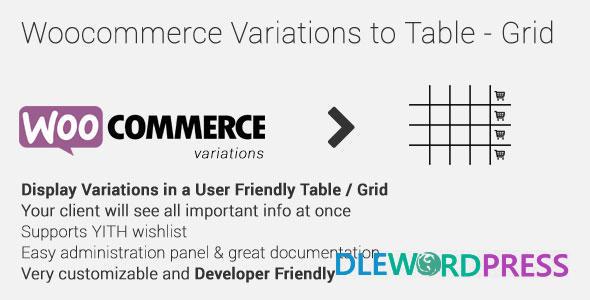 Woocommerce Variations to Table