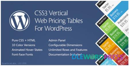 CSS3 Vertical Web Pricing Tables For WordPress