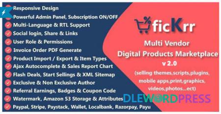 ficKrr v2.9 – Multi Vendor Digital Products Marketplace with Subscription ON / OFF